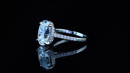 Women 925 Silver Wedding Ring Big 3.5ct 9x13mm Oval shape Clear Stone - Video 1 of 1