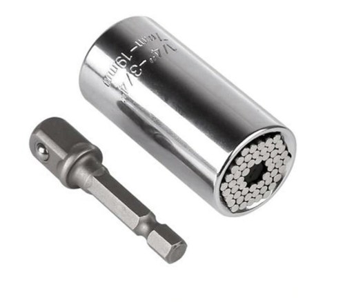 Juego de 2 piezas cabezal de enchufe uno para todas las tallas 7 - 19 mm manga vástago hexagonal universal Reino Unido - Imagen 4 de 4