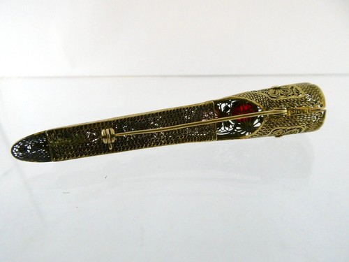 Prendedor o broche protector de dedos de plata dorada de exportación china de colección con múltiples piedras preciosas - Imagen 7 de 11