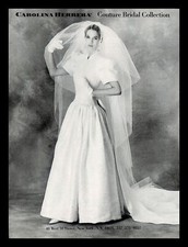 1988 Carolina Herrera Wedding Gown Dress Vintage PRINT AD Couture Bridal 1980s