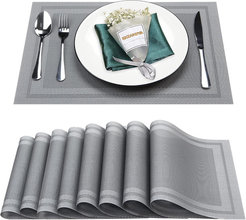Placemats Set of 8,Washable,Heat and Stain Resistant Indoor/Outdoor Place Mats, - Picture 10 of 12