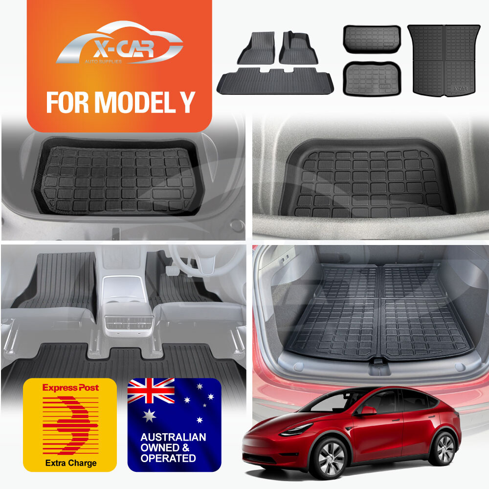 Tesla Model Y 2022-25 Rear Well Front Cargo Trunk Toolbox Boot Liner Floor Mats