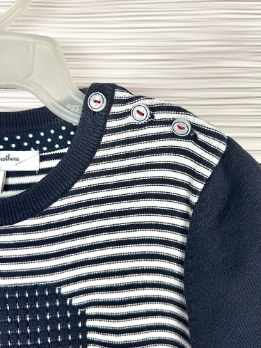 BROOKS BROTHERS Girls Knit Dress Cotton Navy White Striped with Heart M (7-8 y) - Picture 4 of 13