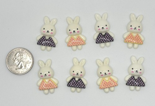 14pcs x 1 1/4" Mix Resin Bunny Girl Flatback Embellishments w/Skirt/Cute SB438 - Picture 3 of 4