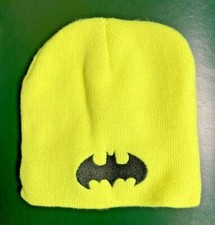 BATMAN DC COMICS Florescent Yellow Child's Knitted Beanie Hat Cap New