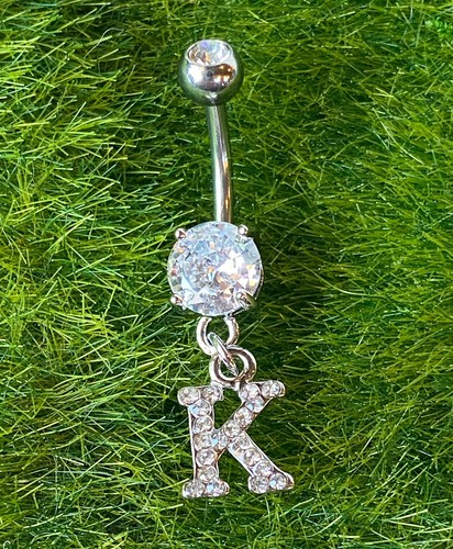 1 Stck. Initial Klar Edelstein Bauch Ring Nabel Piercing Durchbohrter Buchstabe Marine Schmuck - Bild 19 von 38
