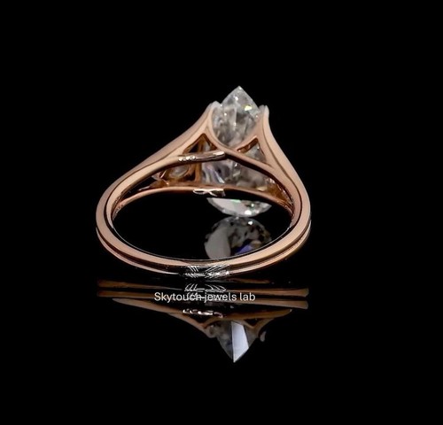 2 CT IGI Certified Pear Lab Diamond Ring 10K Gold 3-Stone Engagement Gift Her - Picture 2 of 10