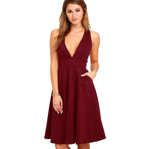 Summer Women's Casual Dress Style Short Sleeve Waist Up Large Swing Skirt Dress - Picture 22 of 213