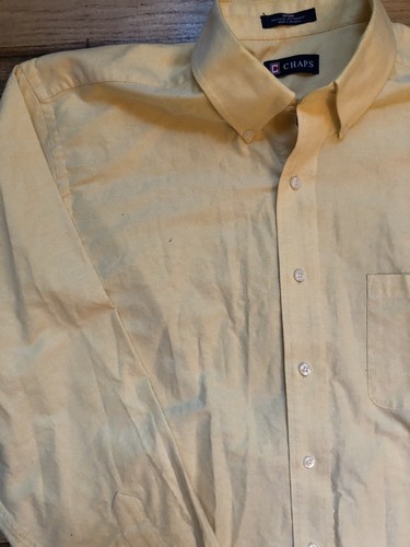 Camisa grande para hombre Chaps con botones de vestir Oxford amarilla manga larga 16/16-5 - Imagen 3 de 8