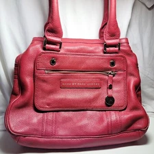 Marc by Marc Jacobs Dark Pink Large Purse Two Handled Cow Leather Three Sections