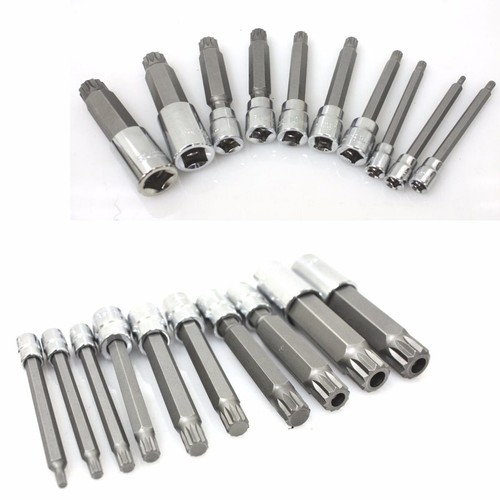 10PC XZN Triple Square 4" Long Spline Bit Socket Set Metric Tamper-Proof Cr-V - Picture 2 of 5