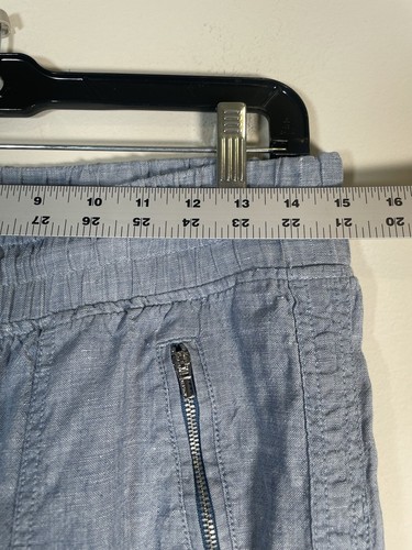 Athleta Cabo Linen Wide Leg Pants Women's 6 Chambray Blue Heather Zip Pockets - Picture 8 of 15