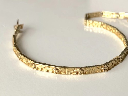 7” NUGGET LINK BRACELET 3.2mm WIDE SOLID 14k YELLOW GOLD 6.15g Signed OR - Picture 8 of 9