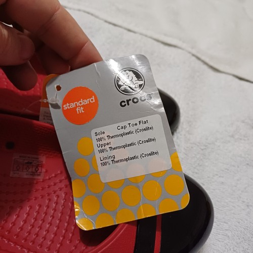 Crocs Women’s Red Black Cap Toe Ballet Flat Slip On Shoe Size 7 RRP $69.99 - Picture 5 of 7