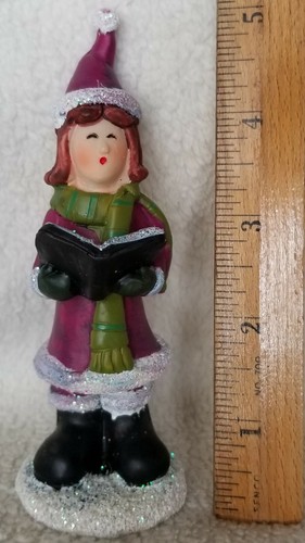 Beautiful Porcelain Ceramic Female Christmas Caroler Standing Figurine in Purple - Picture 1 of 2