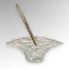 Vintage Avon Clear Glass Basket with Wire Handle Diamond Dot