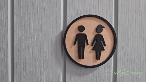 Toilet Door Sign Modern Round Shaped Male & Female Figures Wooden Home Decor - Video 1 of 1