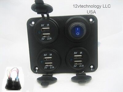 Chaging Station 3.1A USB Charger Socket Wall Panel Mount Marine 12V Power Outlet