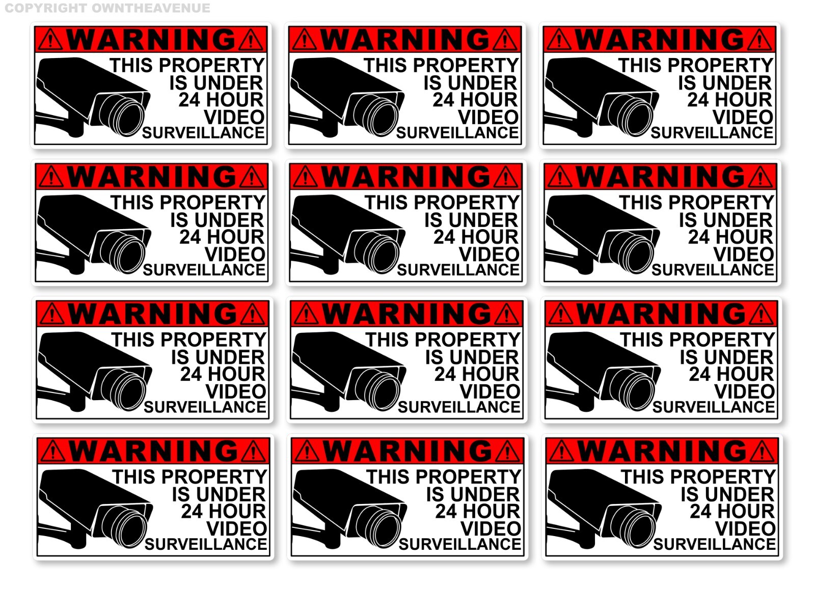 x12 Warning This Property Is Under 24 Hour Surveillance CCTV Security