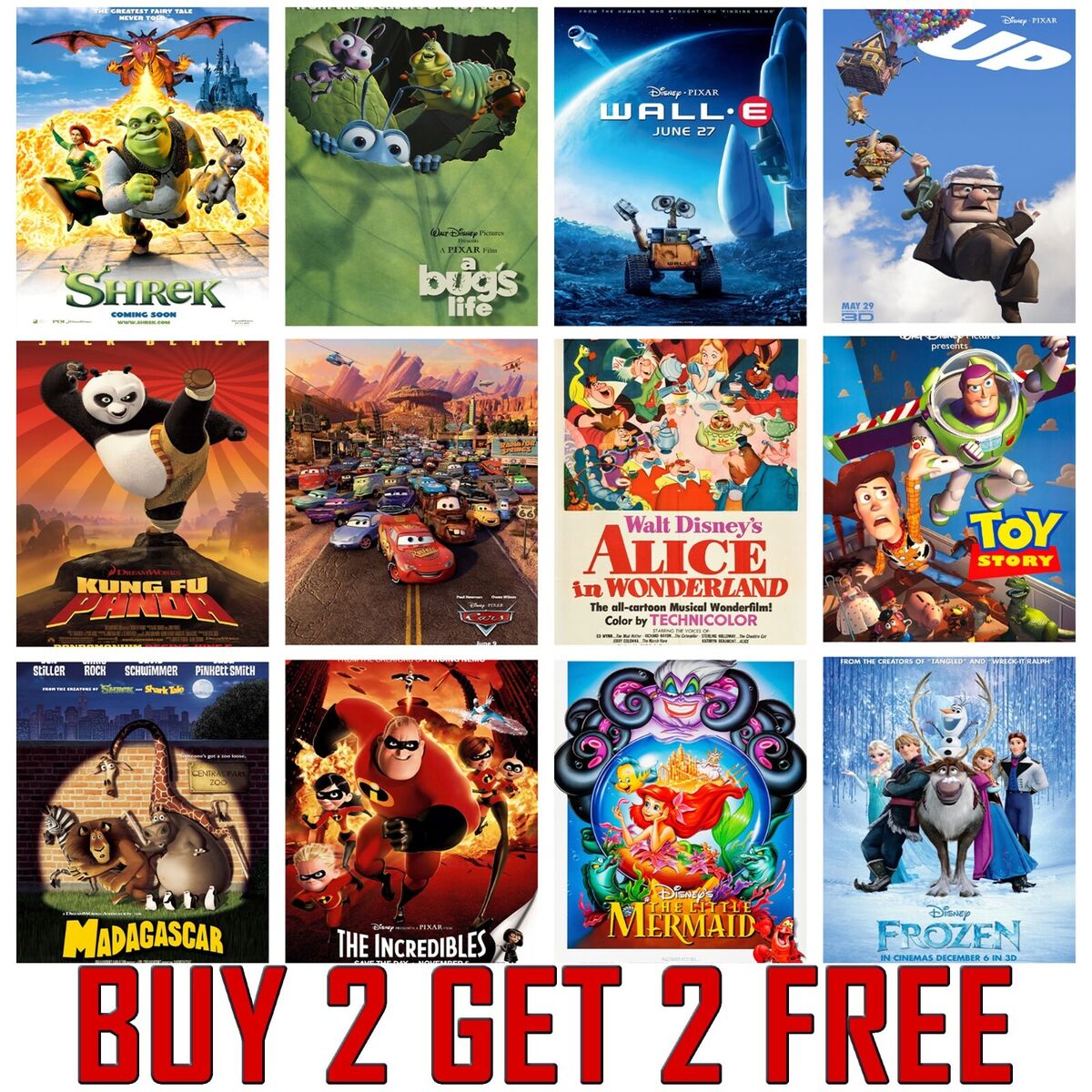 Disney Movie Pixar Kids Animated Film Poster Prints Wall Art Posters A4 A3 A2 eBay