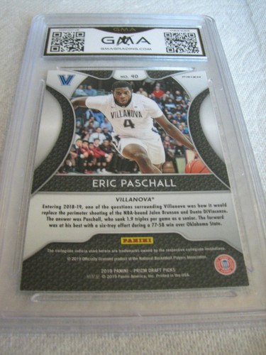 ERIC PASCHALL WARRIORS 2019 PRIZM DRAFT PICKS BLUE PRIZM ROOKIE RC #40 GRADED 10 - Imagen 2 de 2