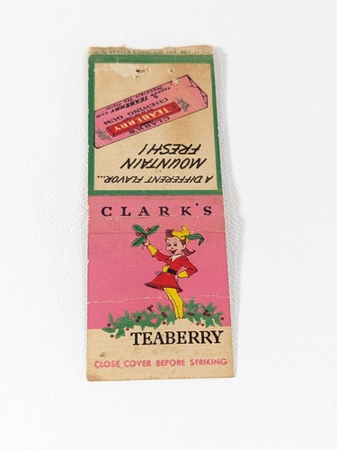 1940's Matchcover: Clark's Teaberry Mountain Fresh Gum - Picture 3 of 4