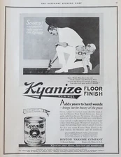 1922 Kyazine Hardwood Floor Finish  Boston Varnish Company Vintage Print Ad