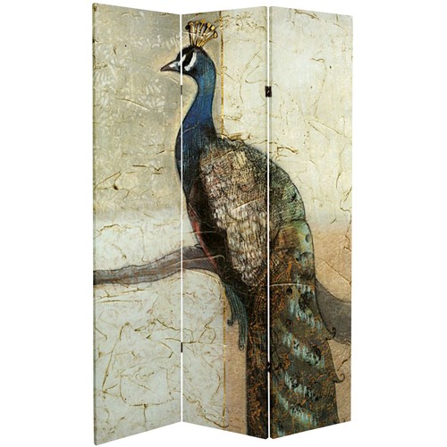 6 ft. Tall Double Sided Peacocks Canvas Room Divider - Picture 3 of 4