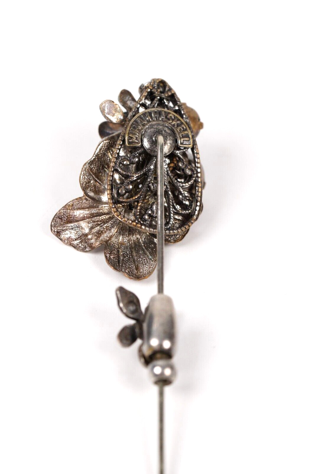 Miriam Haskell Brooch Stick Rhinestone Leaf Vinta… - image 7