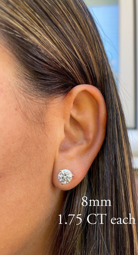 14K Moissanite D Color VVS1 Clarity Martini Screwback Solitaire Stud Earrings - Picture 7 of 10
