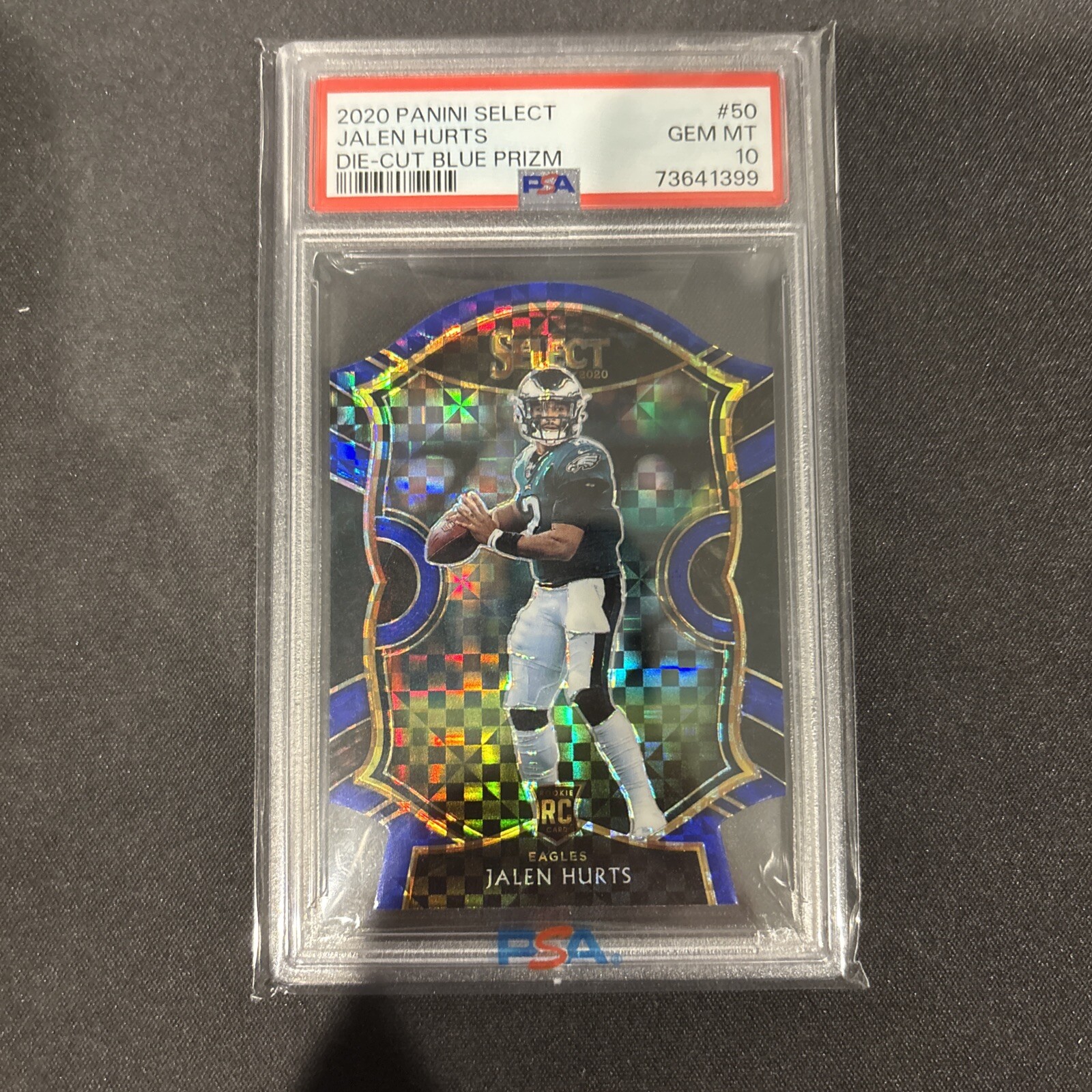 2020 Panini Select - Concourse Blue Prizm Die-Cut #50 Jalen Hurts (RC) Psa 10