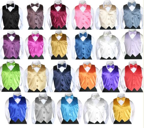 7 pz tuta scialle bianco scialle ragazzo adolescente + gilet colore raso e cravatta con fiocco taglia 4T-20 - Foto 2 di 28