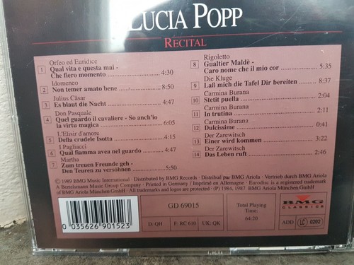 Lucia Popp Recital CD Opera, Operetta - Gluck, Mozart, Orff... Munich Radio Orch - Picture 2 of 2