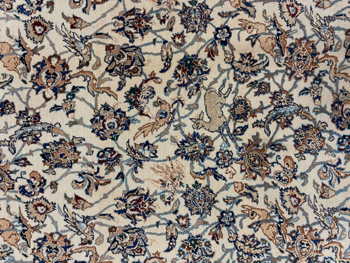 Hand Knotted Nain Exclusive Deer Birds Wool Silk Oriental Area Rug 5'4" x 8'6" - Picture 5 of 11
