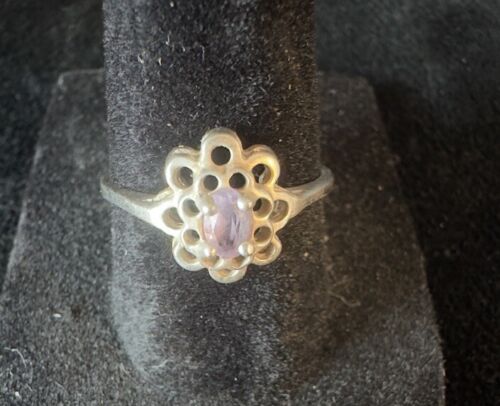 Sterlingsilber 925 Amethystring Größe 7,5 gekennzeichnet CA
