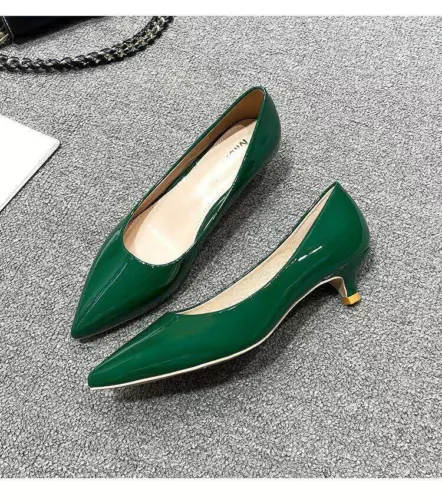 Fashion Womenss Low Kitten Heel Pumps Pointed Toe Slip On Work Office Shoes SZ - Picture 16 of 25