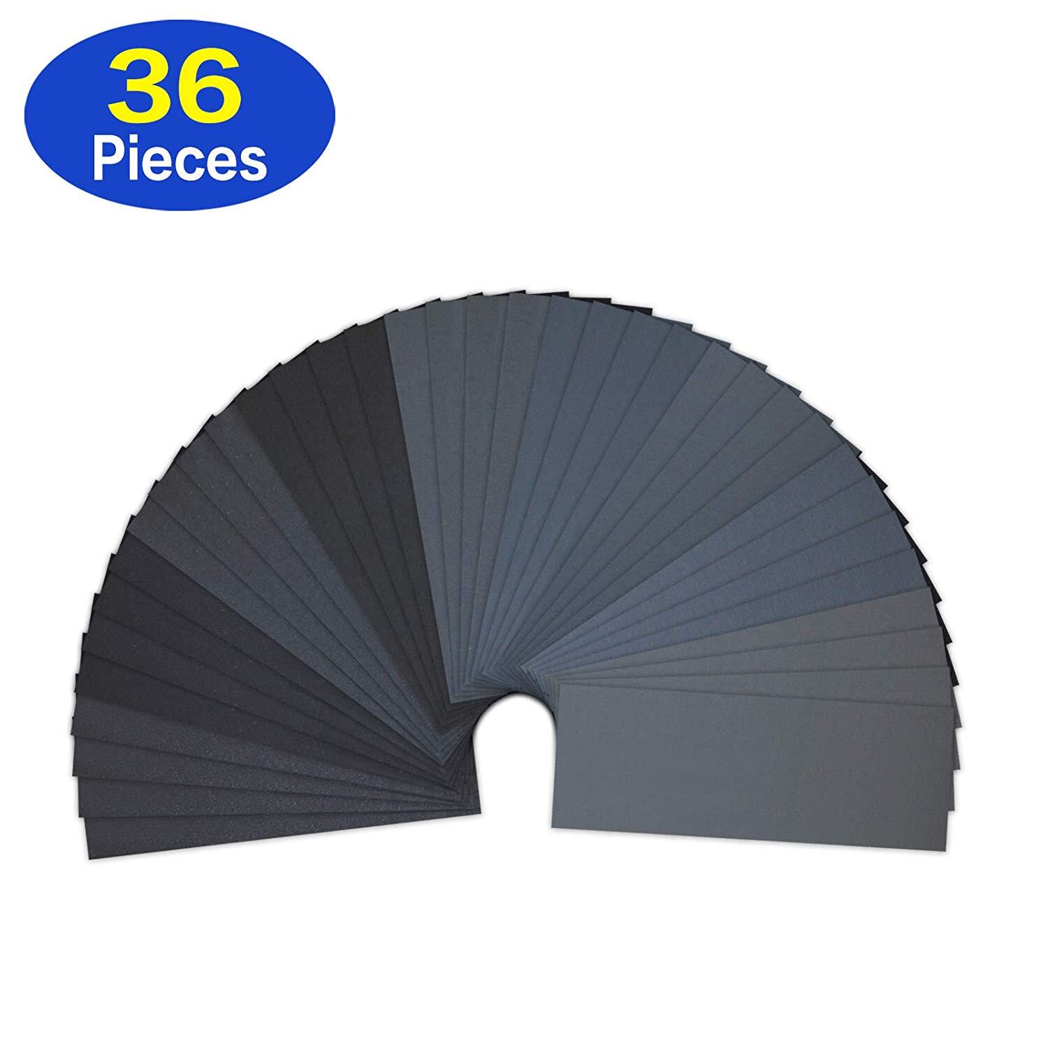 36X Sandpaper Abrasive Set Water Sanding Kits Paint Wet Dry 400 To 3000