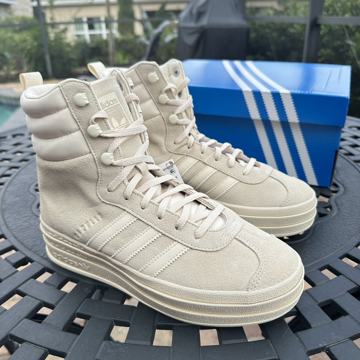 Adidas Gazelle High Boots Wonder White Women's Athletic Adidas Gazelle High Boots Wonder White Women's Athletic