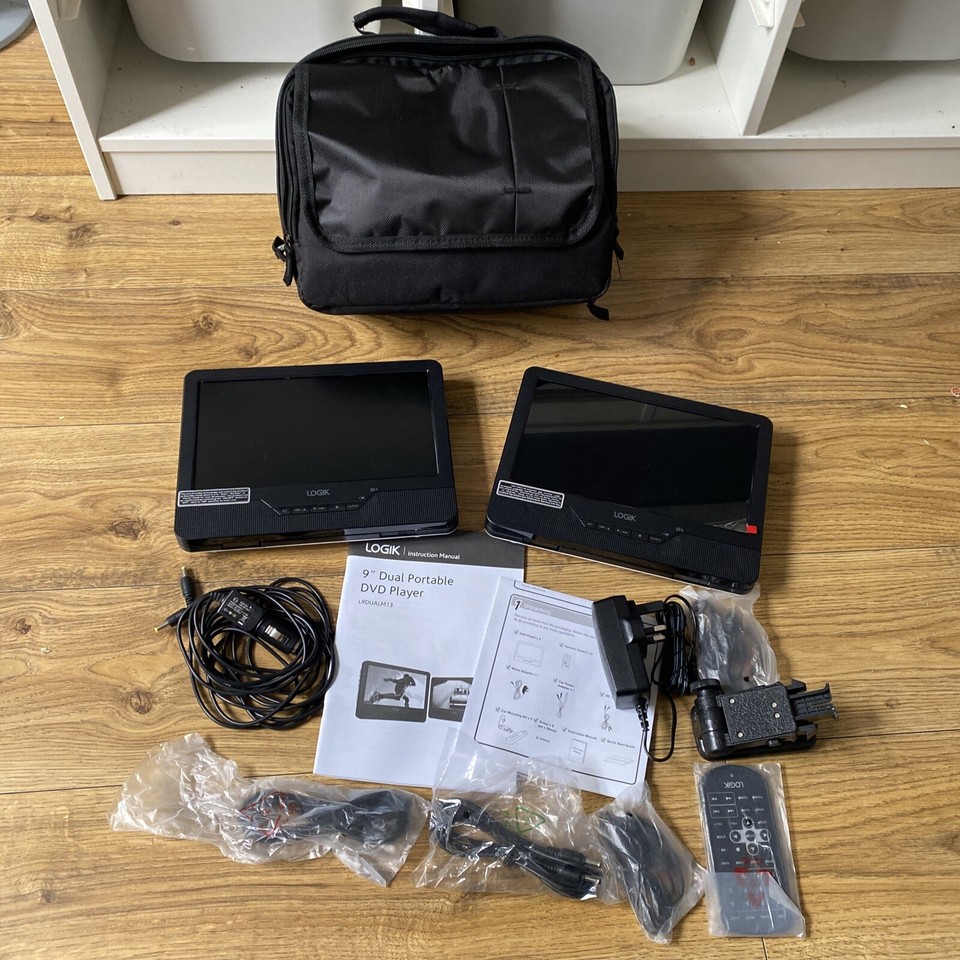 Logik Twin Screen Dual DVD In Car Portable DVD Players L9DUALM13 9" Inch Remote eBay