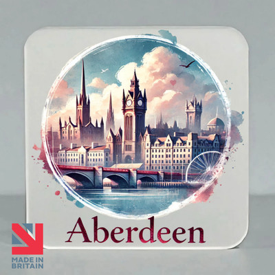 Aberdeen Kühlschrankmagnet 6 x 6 cm - Handarbeit UK, Aquarell Acryl, Souvenir