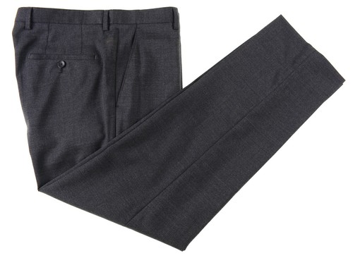 RECENT Hugo Boss Solid Charcoal Gray 100% Wool Flat Front Dress Pants 32 - Picture 1 of 7