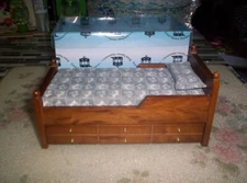 DOLLHOUSE WALNUT TRUNDLE BED BY TOWN SQUARE 1/12TH SCALE