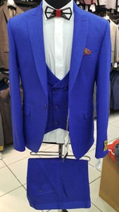 Slim Fit Herrenanzug In Royal Blau Mit Weste Smoking Anzug