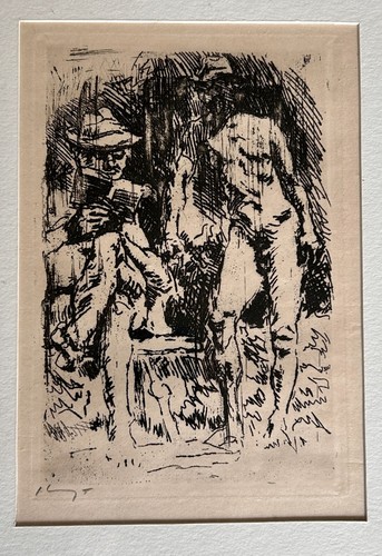 MAX SLEVOGT Signed Original Etching German Expressionism Abstract Figures Men - Picture 2 of 6