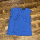 Evan Piccone Blue Blouse Box Pleats Buttons Back Size Small S