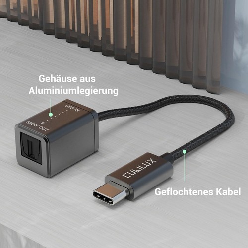 Cubilux USB C auf SPDIF Sender, unidirektionaler Typ C auf optischen Audioaus... - Bild 7 von 8