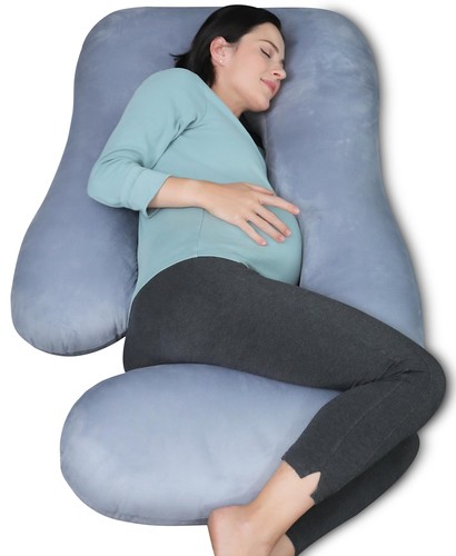 U-Shaped Full Body Pregnancy Pillow Support for Back and Belly Removable Cover - Picture 1 of 7