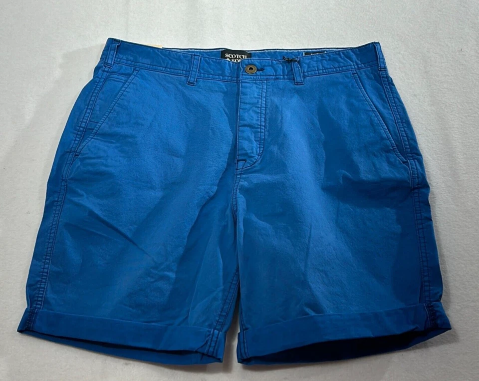 Bermudas Scotch & Soda para Hombres Turquesa Calce Regular Bolsillos Cortados Talla 32