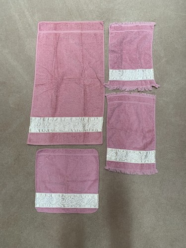 Vintage Saturday Knight Pink Floral - 1 Hand Towel 2 Finger Tip 1 Washcloth - Picture 6 of 12
