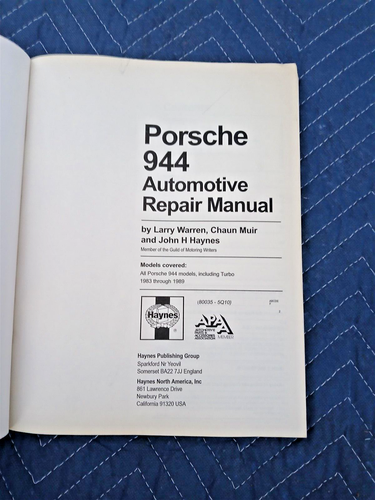 Porsche 944 Haynes Automotive Repair Manual - All SOHC Models / 1983 - 1989 - Picture 8 of 10